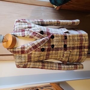 Zara Red and Cream Plaid Blazer